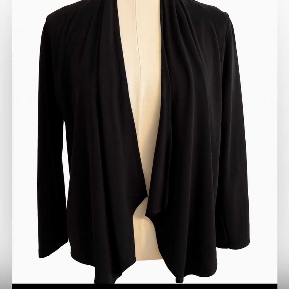 Talbots Black Open Front Cardigan Small Athleisure Yoga Pilates Layering